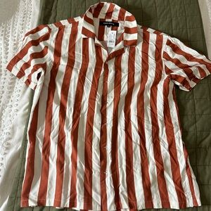 PacSun Orange and White Striped Button-Down Shirt